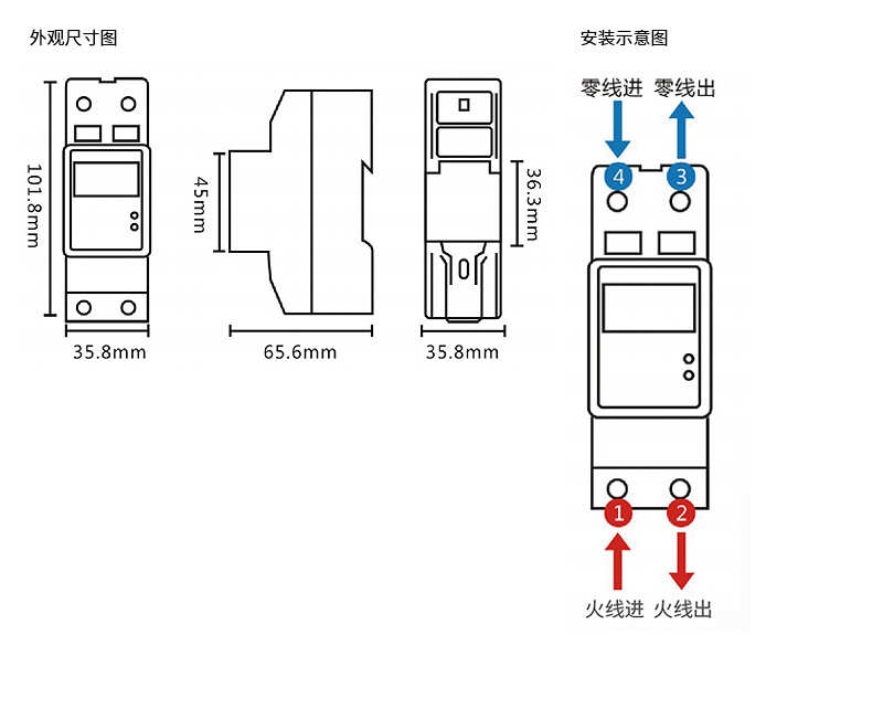 单相4P导轨式4G多费率智能电表 - 3
